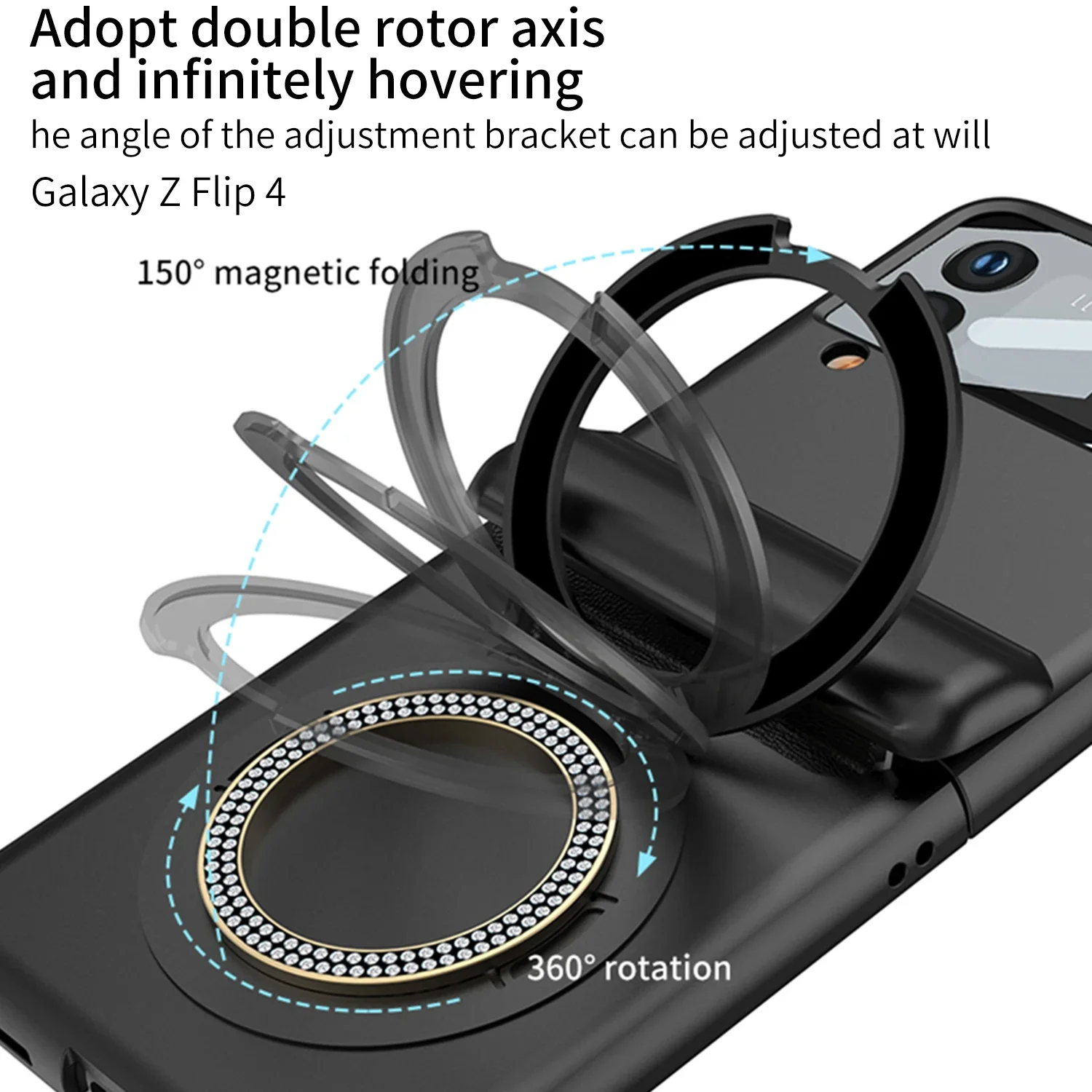 For Samsung Galaxy Z Flip 4 Case Matte All-Inclusive Folding Hinge Ring Bracket Magnetic Wireless Charging Film Shockproof Cover
