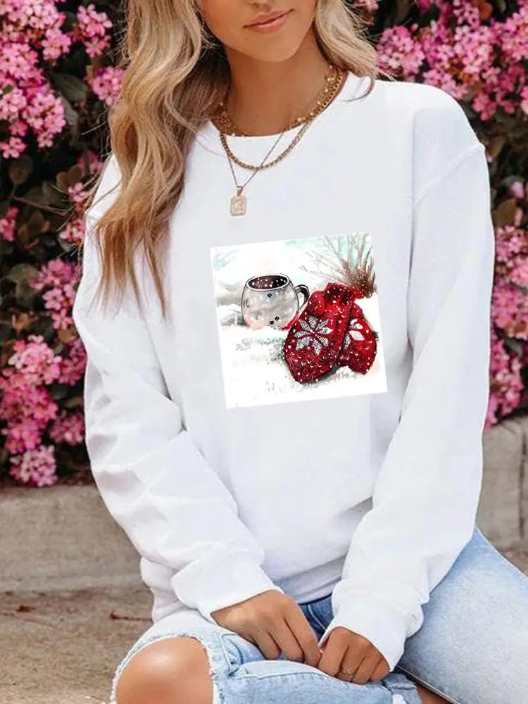 

Watercolor Trend 90s Clothing Christmas O-neck Fashion New Year Fashion Graphic Sweatshirts Casual Women Print Pullovers