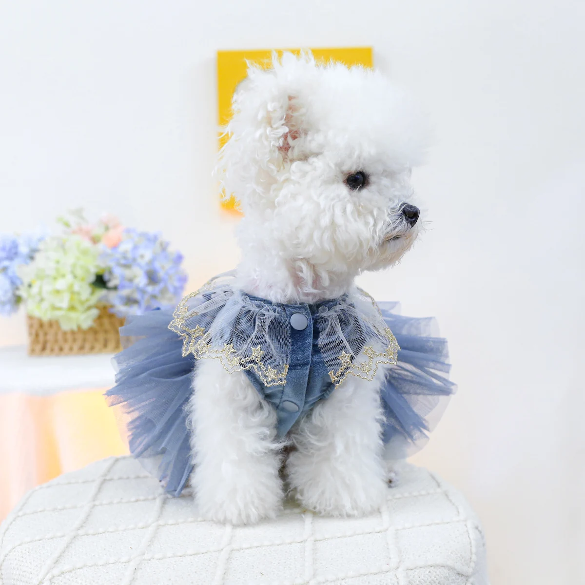 1PC Pet Clothing Spring and Autumn Royal Blue Dress Wedding Princess Dress Suitable for Small and Medium sized Dogs