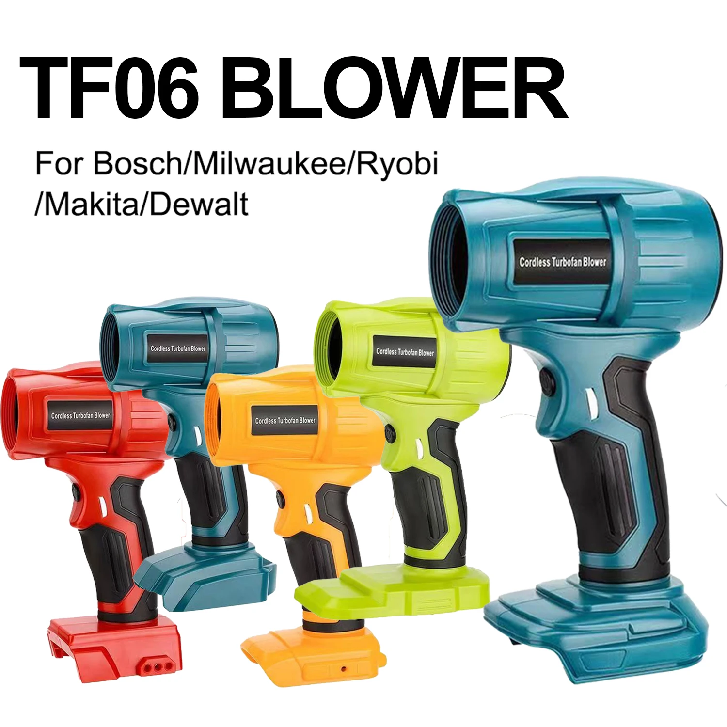 

Cordless Violent TurboFan GiveAway 5 Nozzles for Makita/Dewalt/Milwaukee/Bosch/Ryobi 18-20V Battery Electrical Air Portable New
