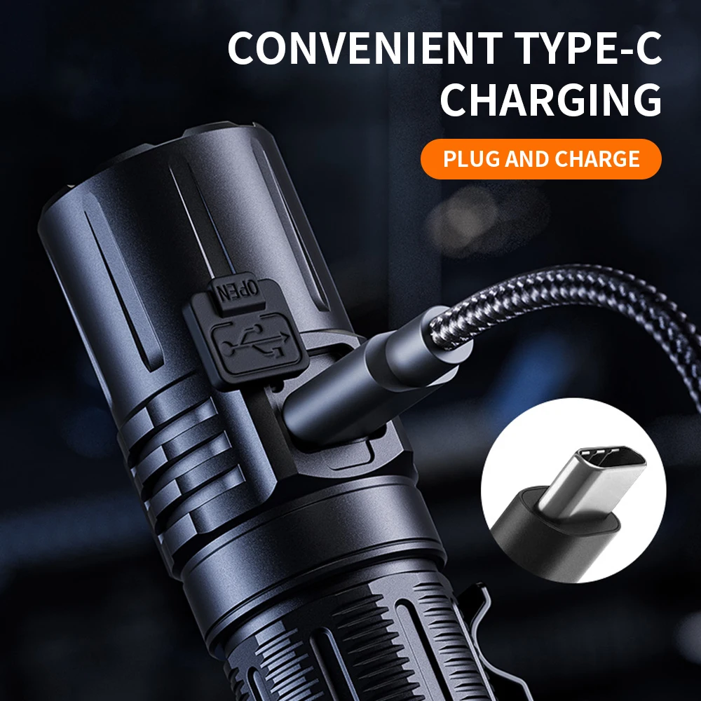 SUPERFIRE A20 EDC Flashlight Type-c Rechargeable 21700/18650/3AAA Battery Portable Tactical Torch for Camping Emergency lighting