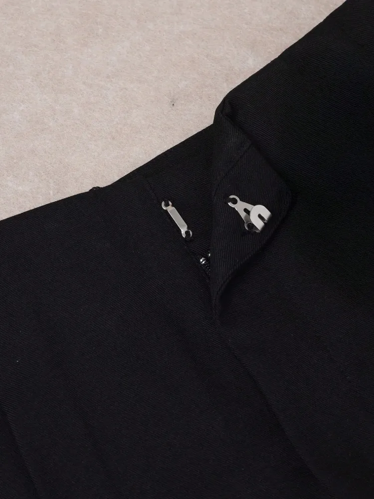 กางเกงขายาวสีดำเงาสำหรับผู้หญิง เอวสูง เหมาะสำหรับทำงานในออฟฟิศ ทรงเต็มตัว สำหรับฤดูใบไม้ร่วง ฤดูใบไม้ผลิ ฤดูร้อน ปี 2026