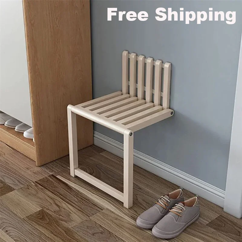 

Folding Chair Wall Mounted Invisible Shoe Changing Stool Solid Wood Wall Seat Fold Away Stool Suitable For Various Occasions