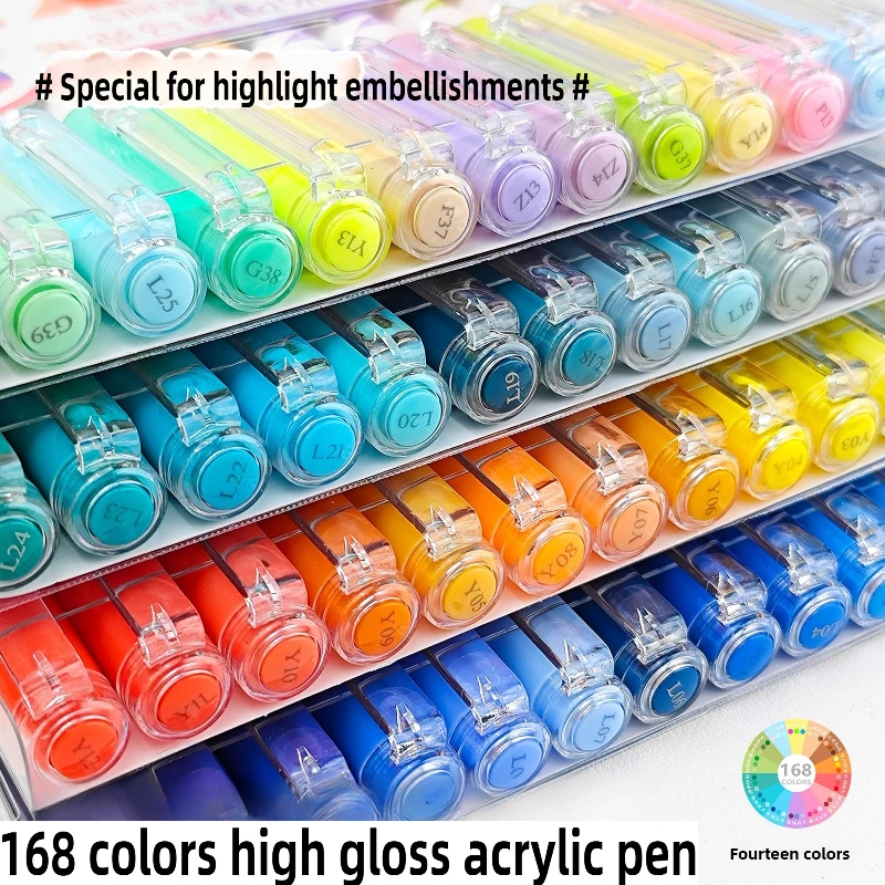 

GUANGNA 168/12 Colors Direct Liquild Acrylic Gel Pen Large Capacity Highlight Morandi Pen Multicolor Marker School Stationery