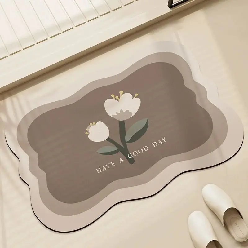 VIKAMA Lily of the Valley Bath Mat, Water Absorbing Non Slip Bathroom Rug, Floor Mat for Shower Sink Entryway, Home Decor