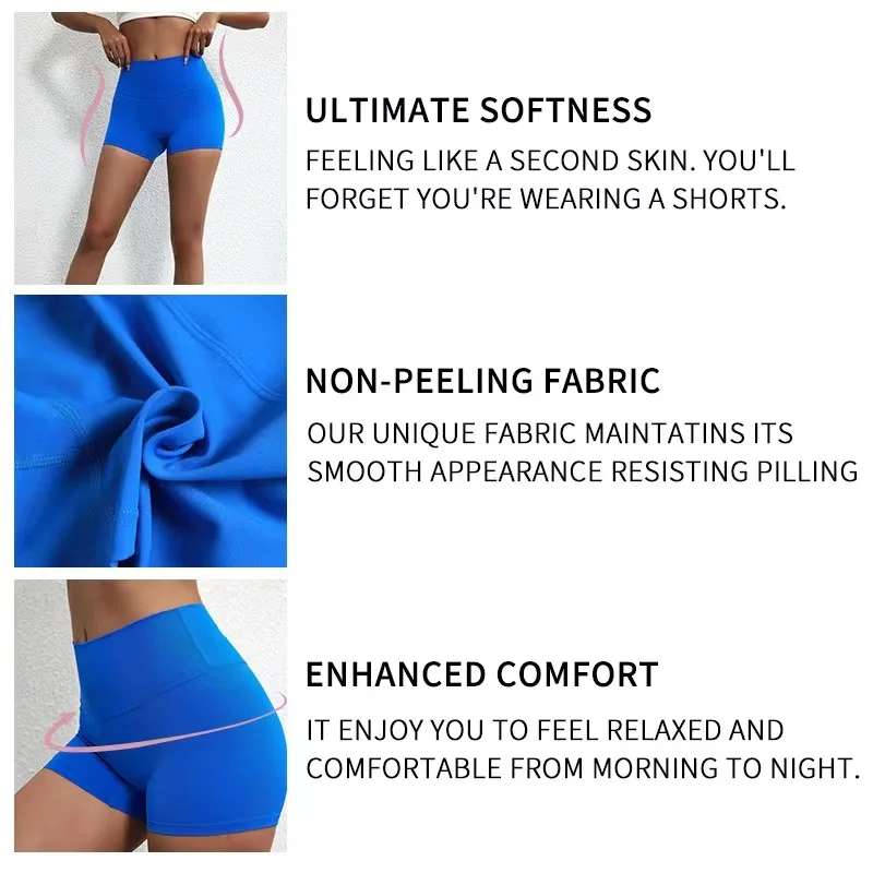 Solid Color Women Fitness Sport Short High Waist Yoga Short Legging Bike Soft Squatting Proof Comprehensive Training Jog Athleti