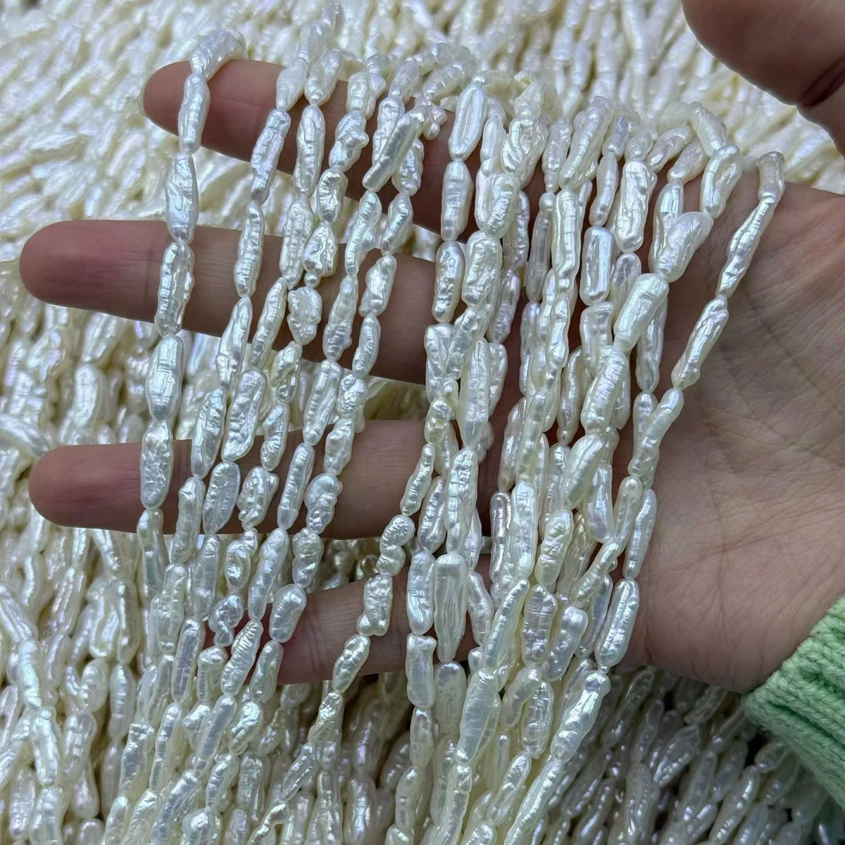 4-5x5-7mm Barock Perle Natürliche Süßwasser Pipa Unregelmäßige Perle Halskette Schmuck Machen DIY Armbänder Ohrring Zubehör weiß