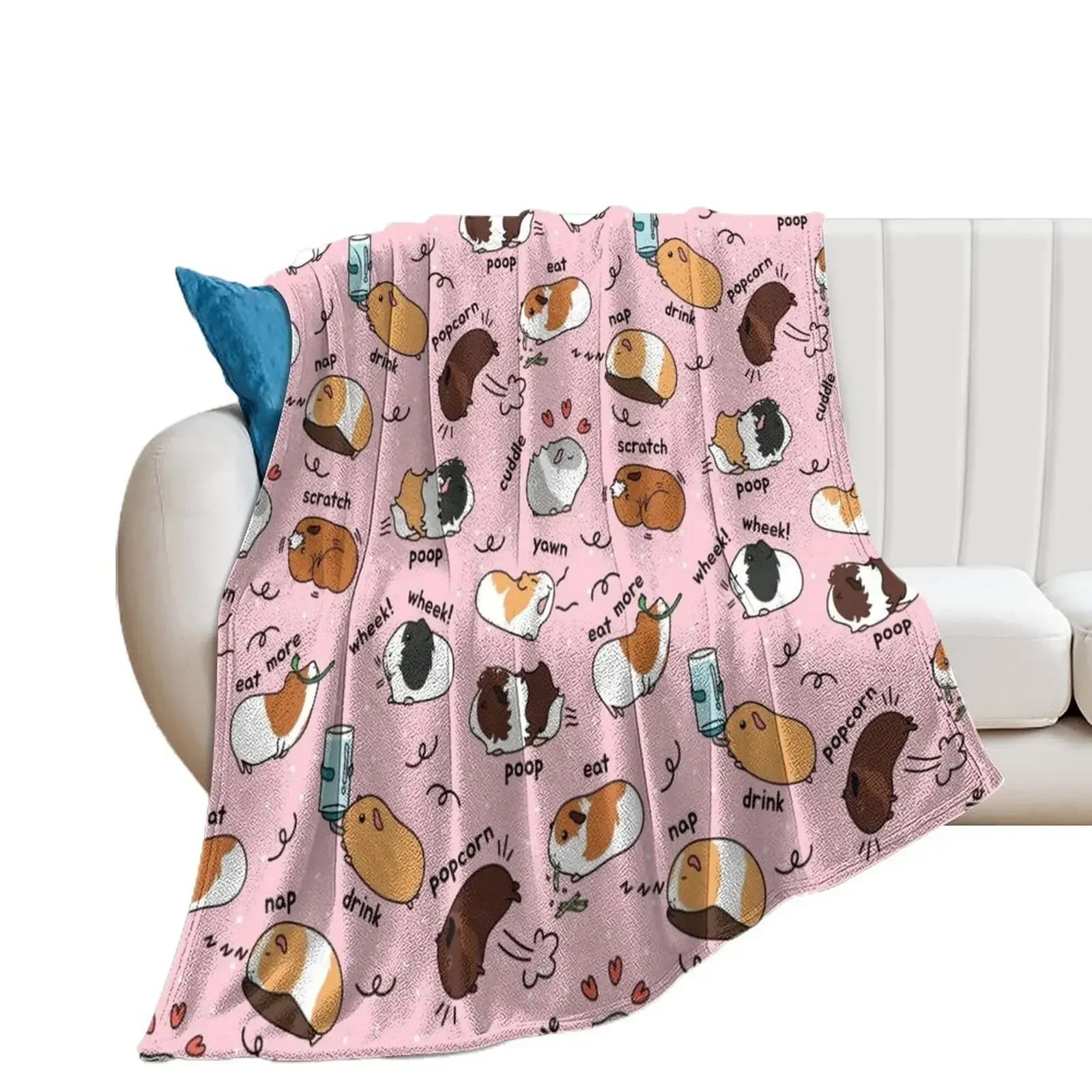 Guinea Pig Daily To-Do List - Pink Background Throw Blanket Camping Bed Fashionable Cute wednesday Blankets