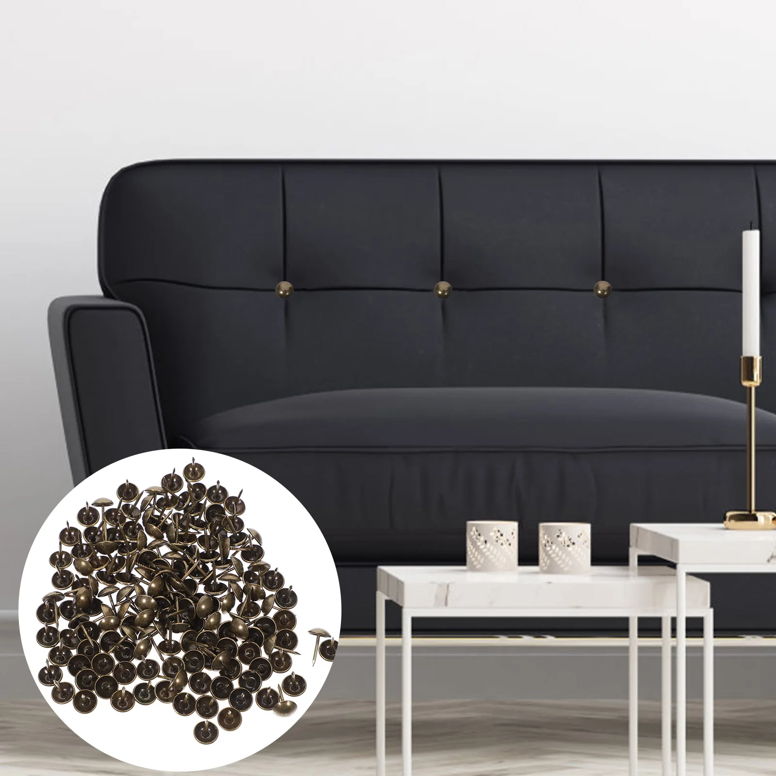 

100Pcs Flat Head Upholstery Nails Retro Iron Tacks for Furniture Decorative Pins for Sofa Bed Headboard DIY Wood Crafts Wall