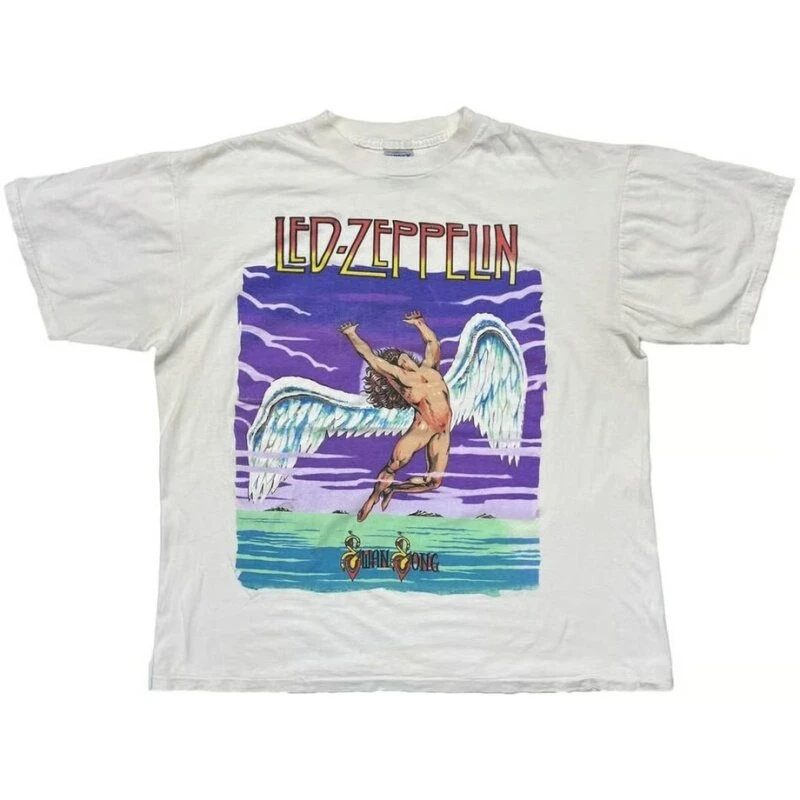 2026 Pop Led Zeppelin Band Graphic Cotton T-shirt Unisex Summer Short Sleeve Fashion Brand Tee Luxury Casual Vintage Tees