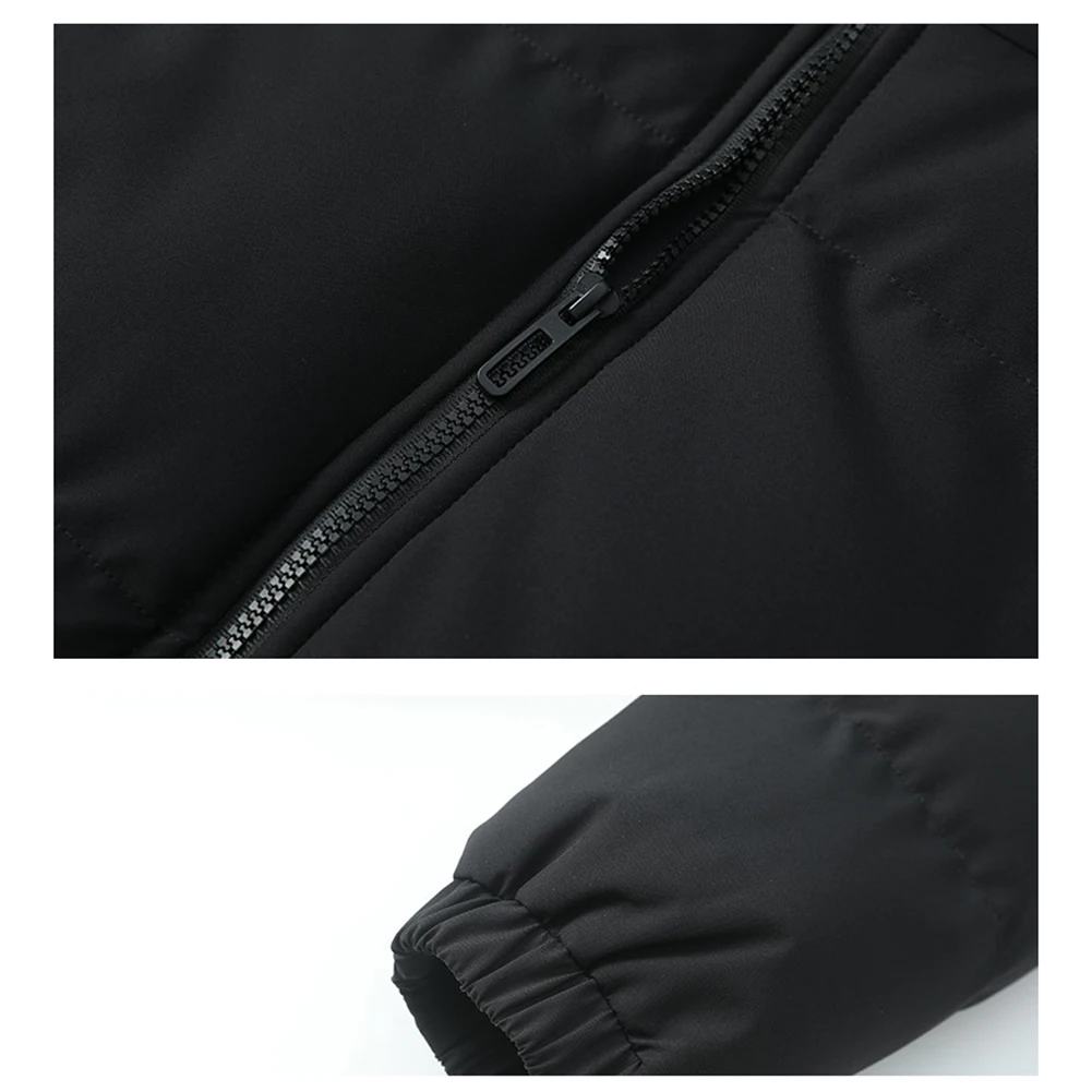 Casual For Work Black Men's Parka Jacket Stand Collar Coat Polyester Fabric Long Sleeve Regular Length Solid Color