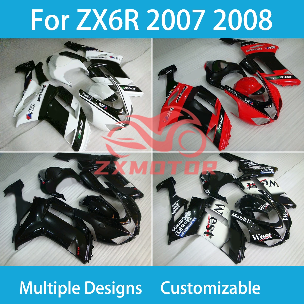 

Fairing Set for Kawasaki Ninja 636 ZX6R 07 08 Good Quality Unpainted Raw ABS Injection Bodywork Fairings ZX 6R 2007 2008 New