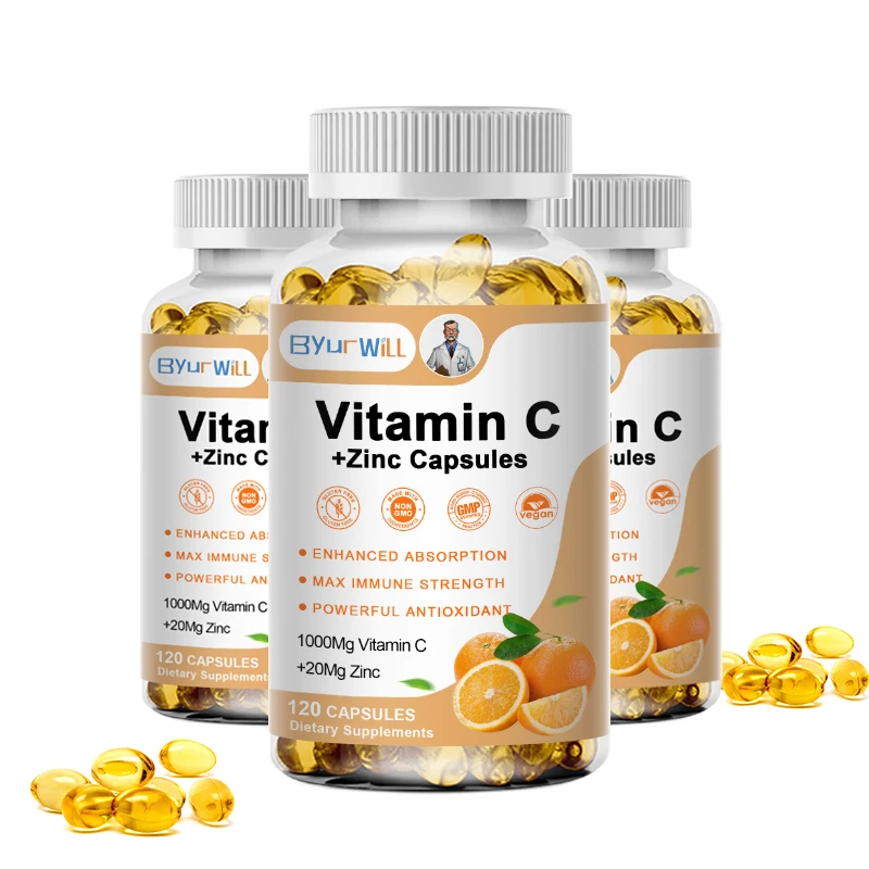 Vitamin C 1000mg with Zinc 20mg Strong Antioxidant Collagen Booster for Immune System and Skin Health Nutrition Supplements
