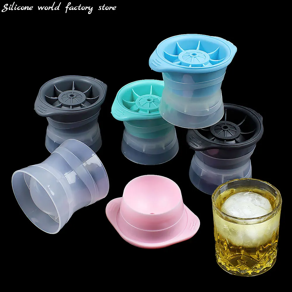 Silicone World DIY Ice Hockey Mold Round Ice Grid Silicone Ice Cube Molds Frozen Ice Box Cocktail Whiskey Drink Making Mould