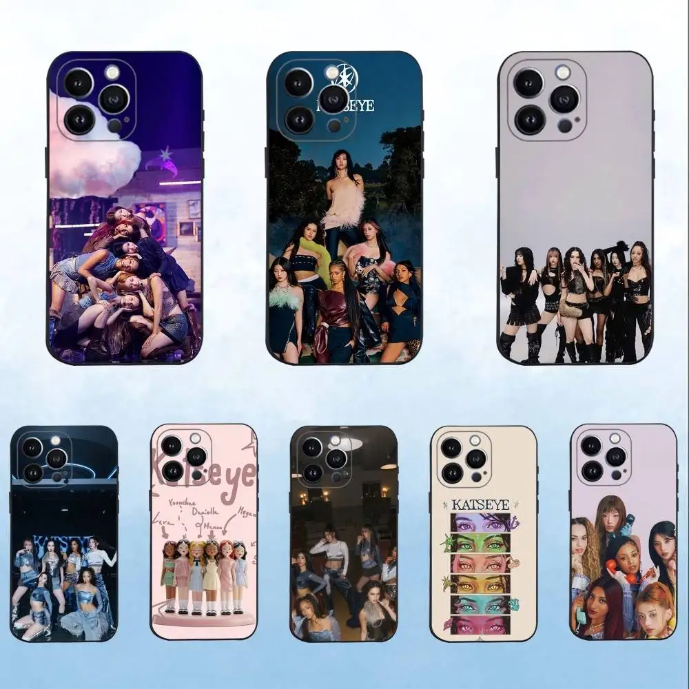 

Hot Music K-KATSEYE Phone Case For iPhone 16,15,14,13,12,11 Plus,Pro Max,XS,X,XR,SE,Mini,8,7,Soft Silicone Black Cover