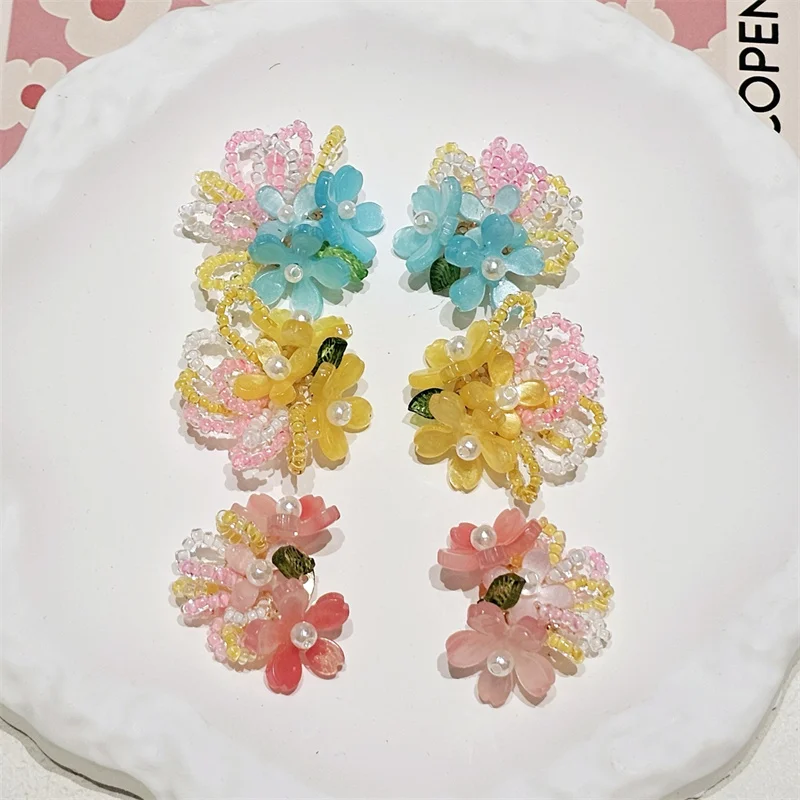 

Wholesale 20pcs/lot color glass beads acrylic flowers decoration handmade floral bead diy jewelry garment hair accessory