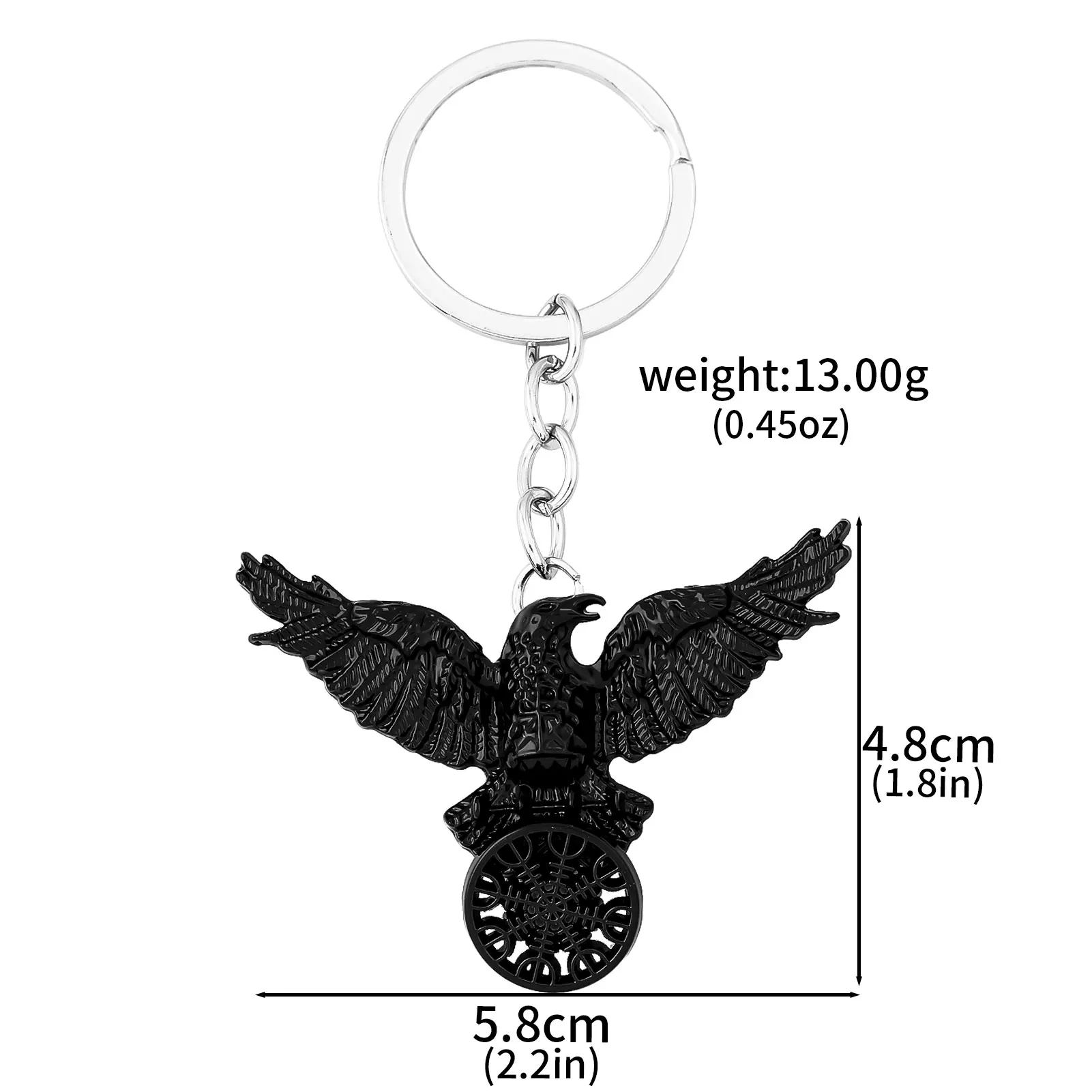 Vintage Viking Black Crow Necklace Odin Raven Compass Rune Pendant Keychain for Men Women Gothic Hairpin Hip Hop Punk Jewelry view 6