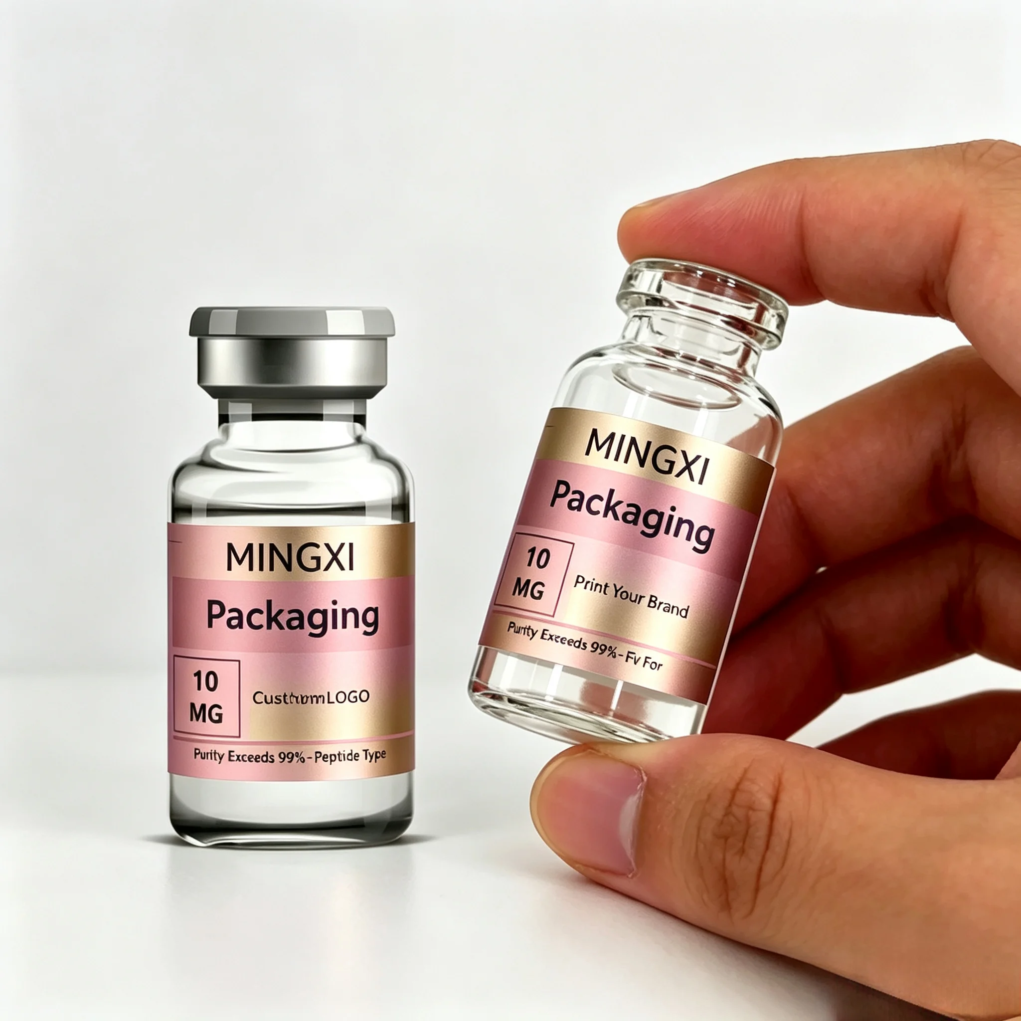 HD Waterproof Printing Private Label Vinyl Decals Custom Stickers for 3ml‑10ml Peptide Glass Vial Containers