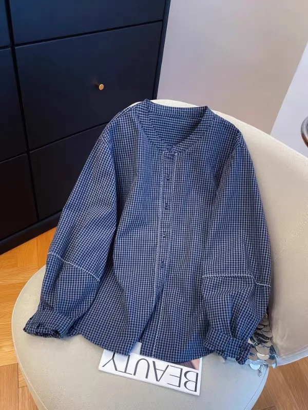 

Длинный све, вышитый лоскутный свободный женский топ irt, осенний ранний винтажный повседневный модный топ на пуговицах