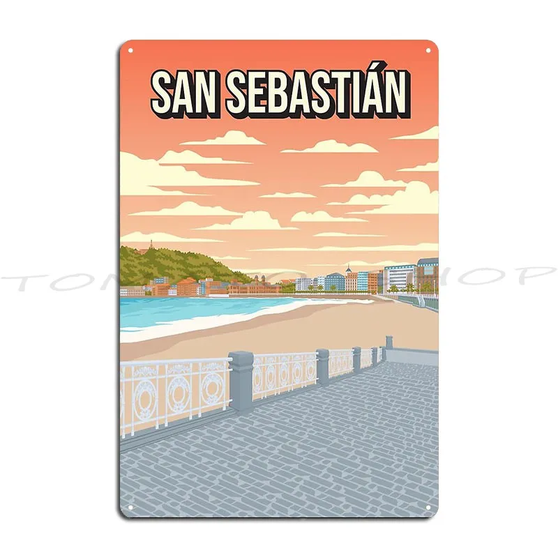 San Sebasti%C3%A1N Vintage Minimal Retro Travel Metal Sign Cinema Wall Mural Create Tin Sign Poster