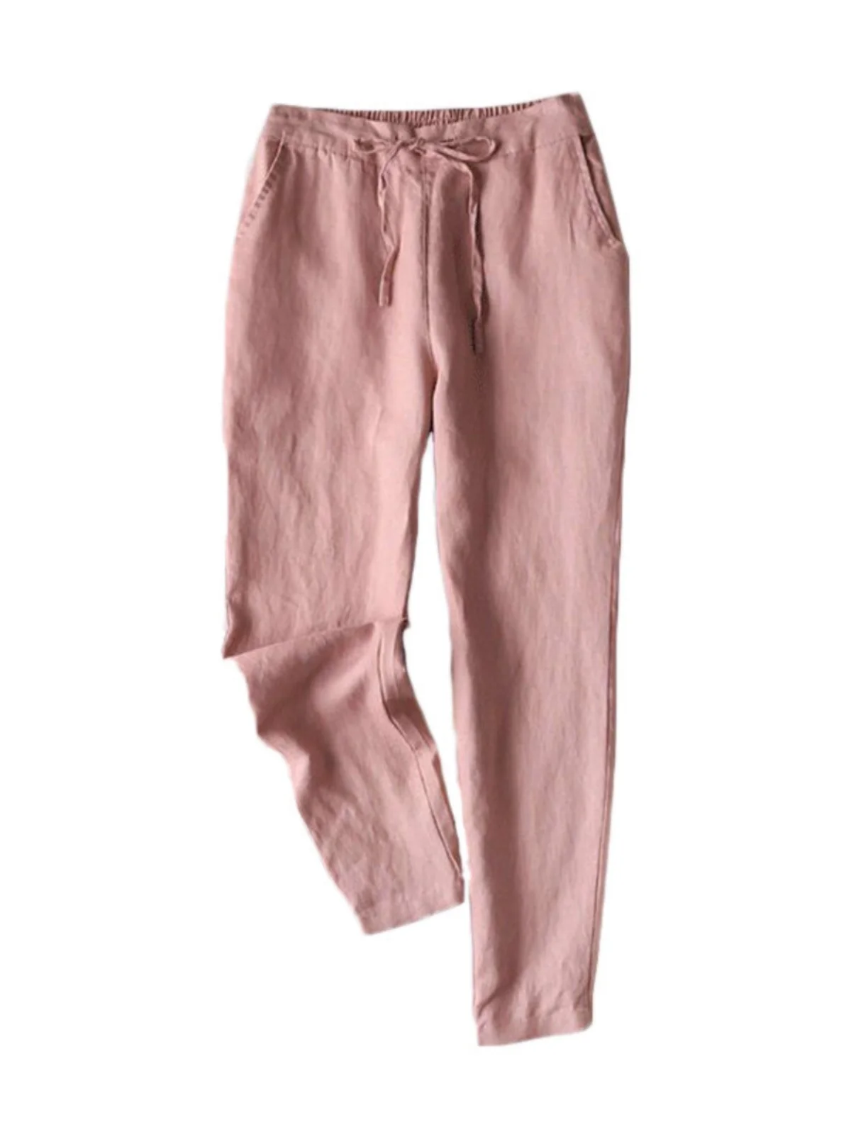 Women's Cotton Linen Loose Slimming Leggings High Waist Street Sle Long Pants Comfortable Casual Trousers