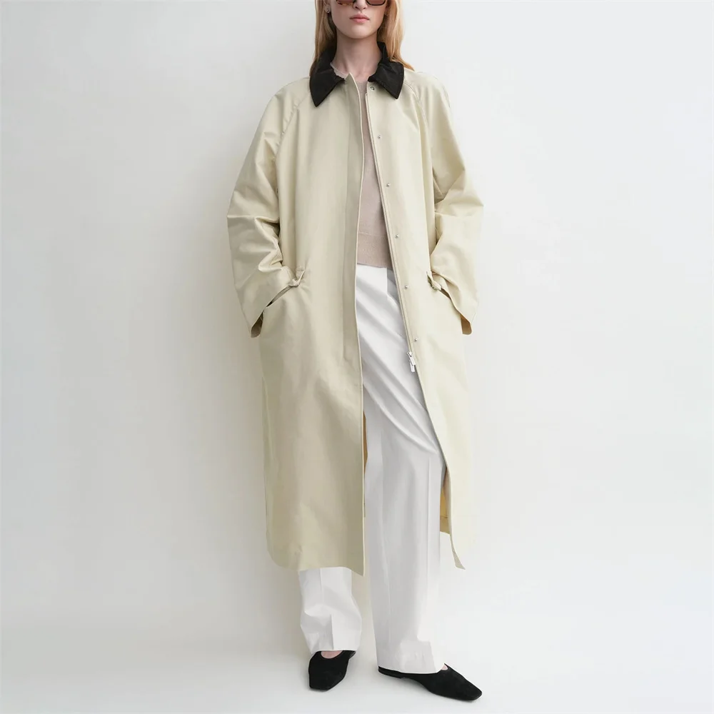 

2025 Women's Winter Trench Coat Satin Stitching Single-Breasted Loose Casual Women's Long Coat y2k New High Quality Jacket bra