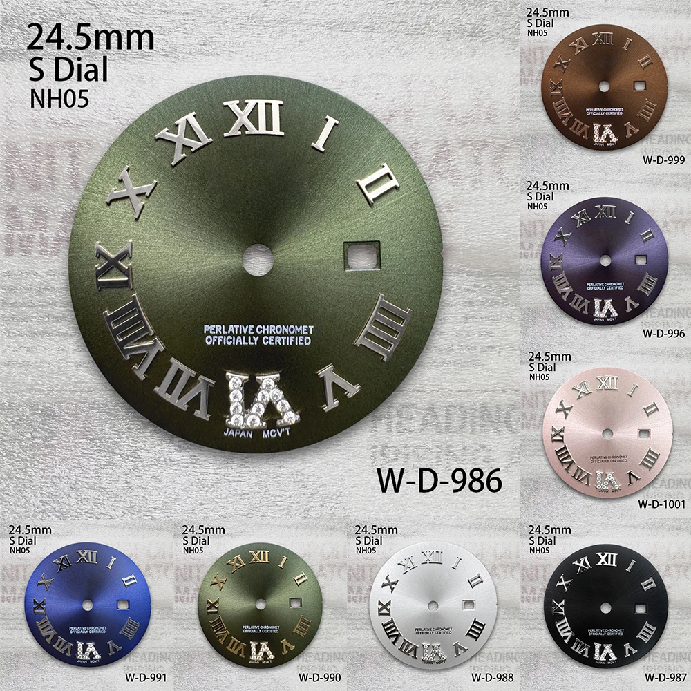 

24.5mm S Logo Rome Diamond Dial Fit NH305 Movement Ladies High Quality Sunray Watch Modification Accessories