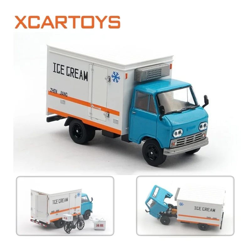 XCARTOYS 1/64 Beijing BJ130 Light Refrigerated Box Truck with Ice Cream Box Bicycle Diecast Alloy Car Model Collectible Toy Gift