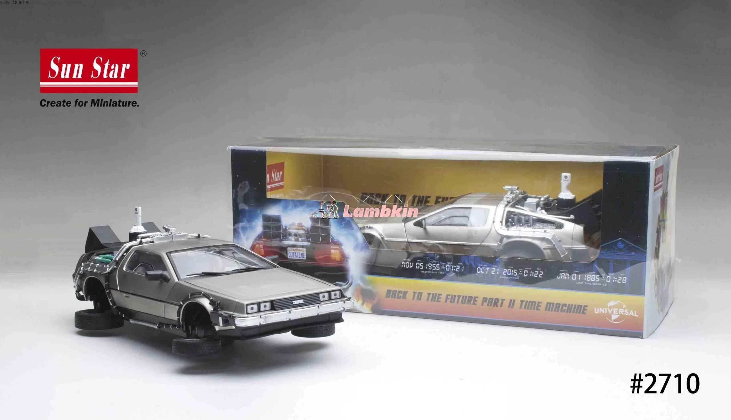 SunStar 1:18 For factory direct sale alloy car model back to the future sci-fi movie car models