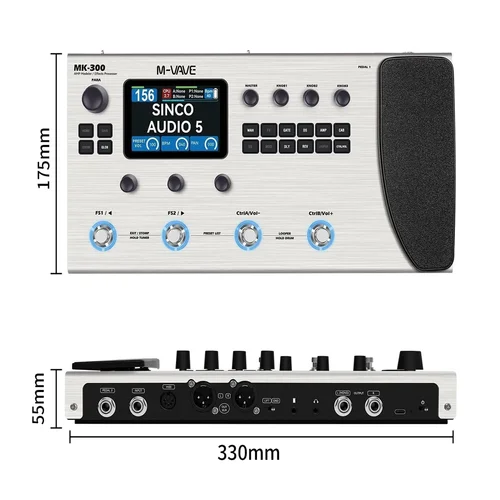 Imagen 2 del producto Guitarra eléctrica M-VAVE MK300 con pedales de efectos múltiples, LOOPER ESTÉREO de los años 150, duración de la batería 128AMP/360FX/10H