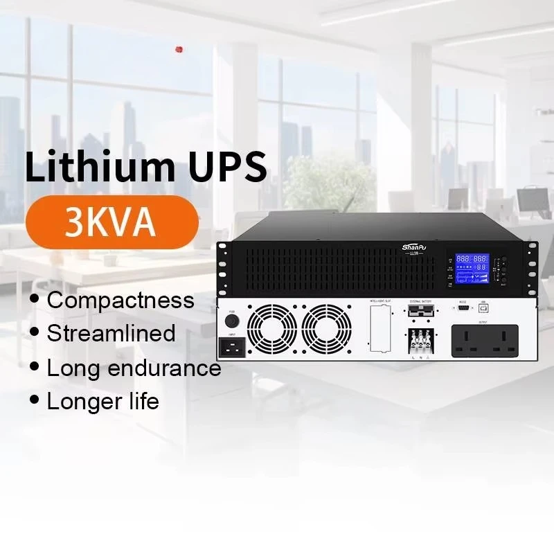 3KVA 온라인 랙 장착형 UPS 960WH 단상 내장 리튬 배터리 순수 사인파 110V/220V UPS 전원 공급 장치