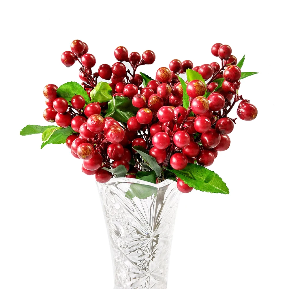 

Artificial Lifelike Fruits Simulation Berries Bright Color Non Fading Kitchen Counter Glass Jar Store Display Christmas Party