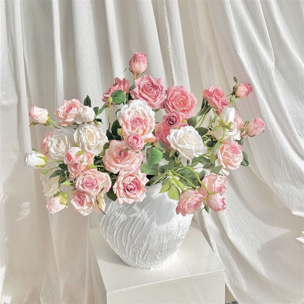 

2pcs Vintage Rose Bouquet Oil Painting-Style Flowers for Deco & Photo Props Bridal Bouquet Wedding Supplies Marriage Party