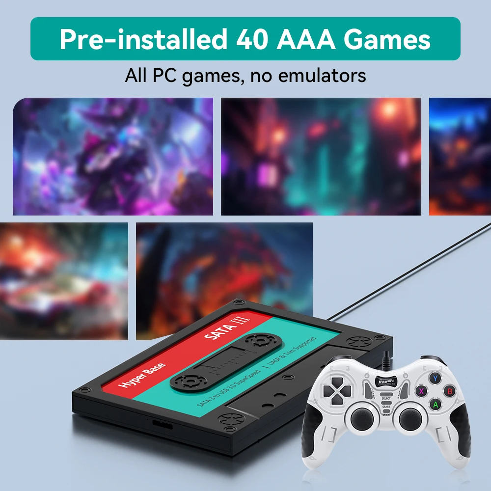 AAA&PC Game Consoles Gaming Hard Drive Built-in 40 PC Games Plug&Play For WIN PC/Laptop Gaming HDD Pre-loaded Playnite System