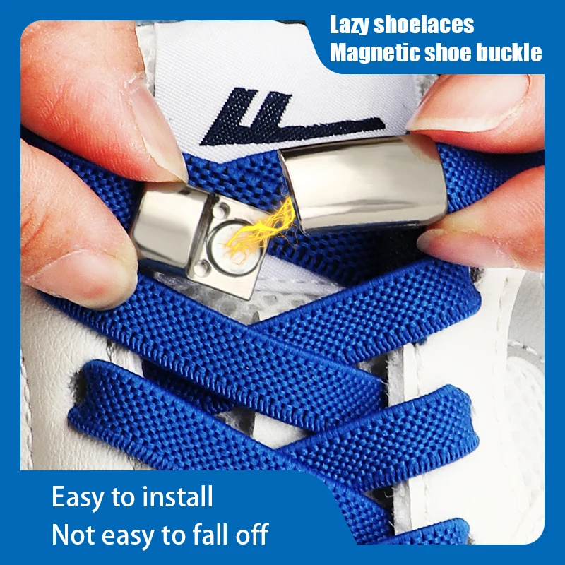 1 Paar alle schwarzen Schnürsenkel, magnetische Schnürsenkel ohne Krawatten, elastische Schnüre für Turnschuhe, Kinder und Erwachsene, breite Schnürsenkel, Schuhzubehör