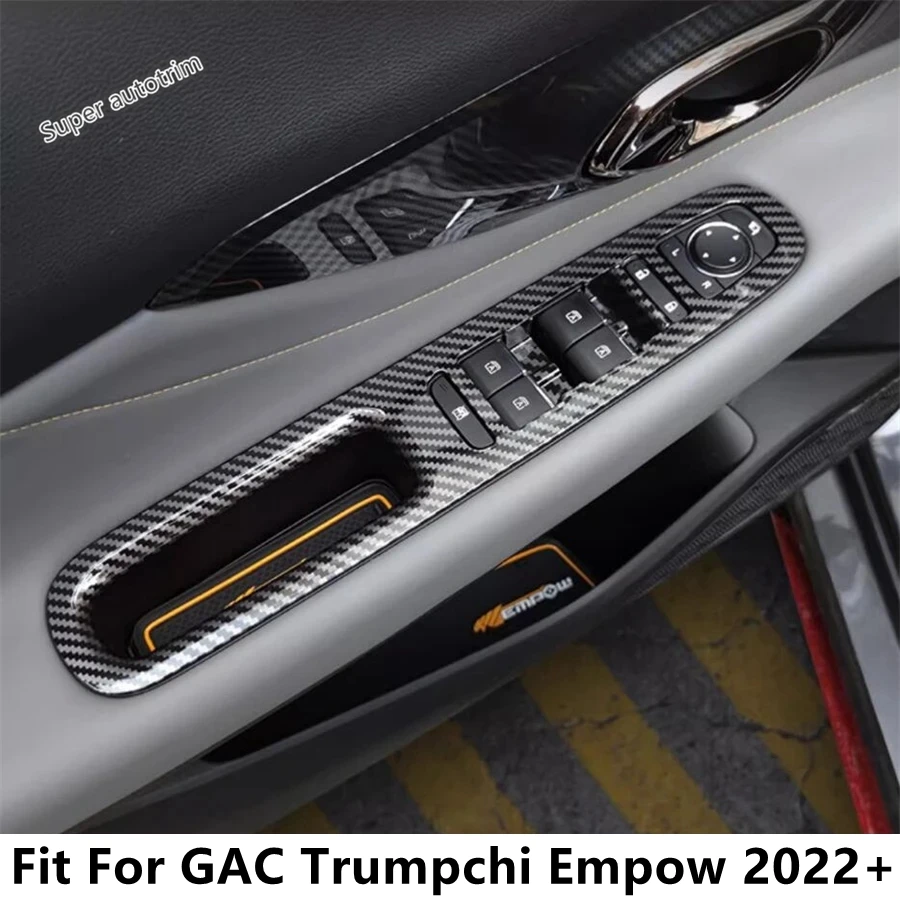 

Car Inner Door Armrest Window Lift Button Control Panel Cover Trim For GAC Trumpchi Empow 2022 - 2024 Carbon Fiber Accessories