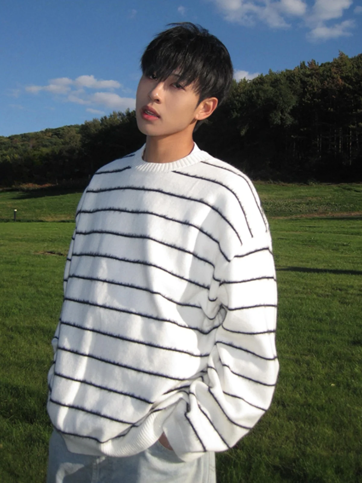 

Мужской свитер с круглым вырезом, осенне-зимний, вязаный, американский модный бренд, базовый слой, премиум-класс, Haome