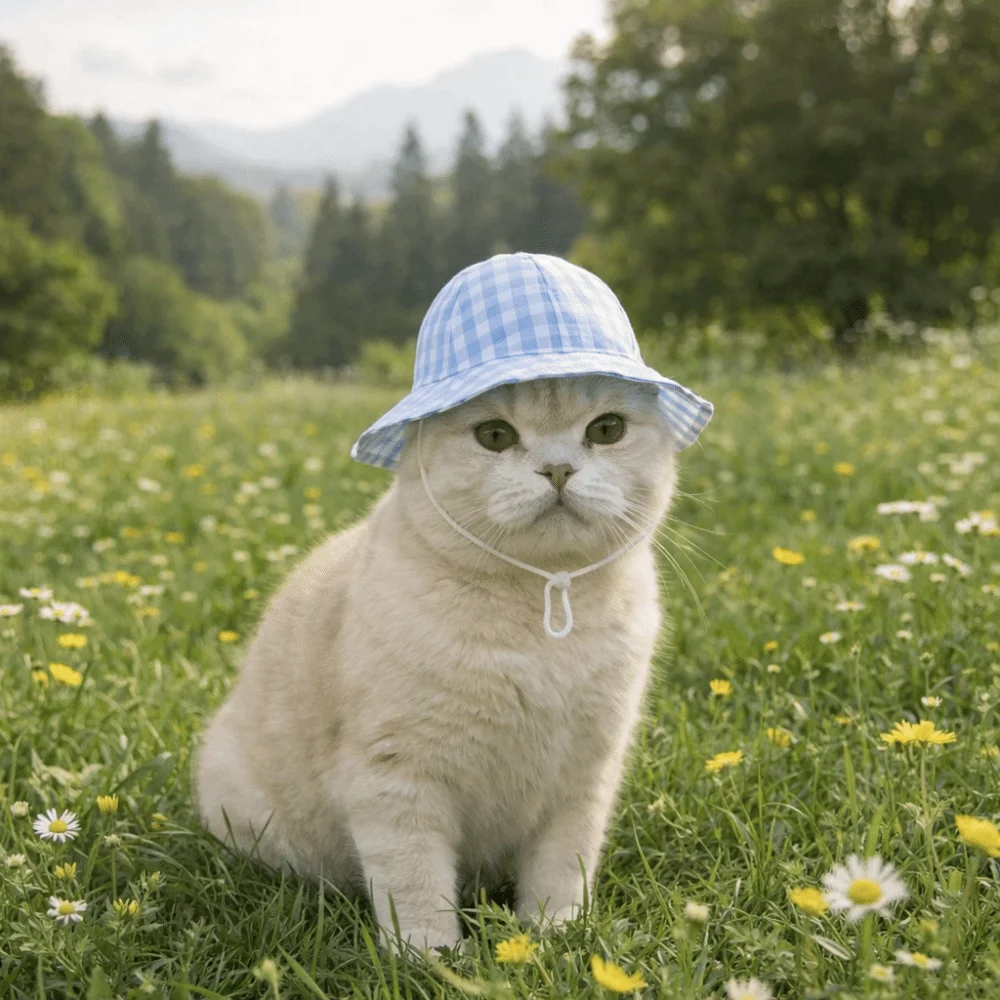 

Adjustable Cat Sunscreen Hat Plaid Pattern UV Protection Pet Fisherman Hat Breathable Comfortable Dog Visor Hats