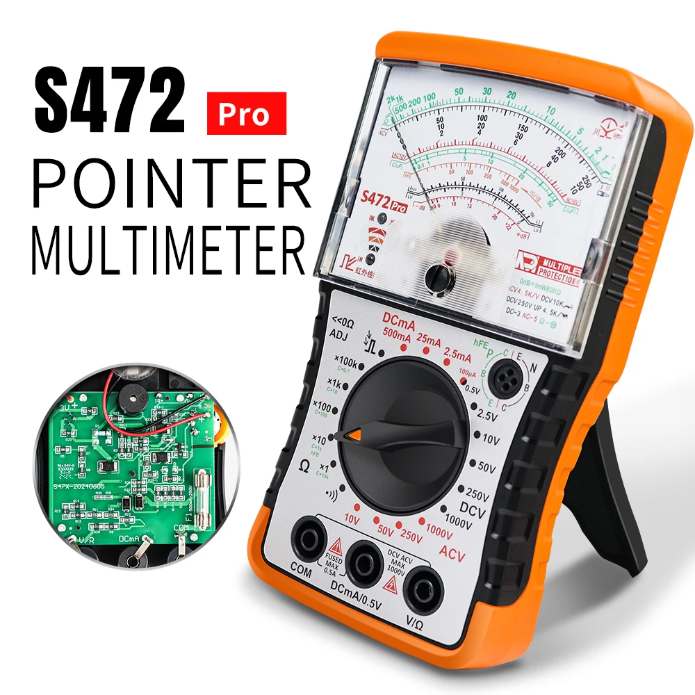 NJTY S472 Pointer Multimeter Analog Multimetro 1000V Tester AC/DC Voltage DC Current Resistance Needle Type Universal Meter