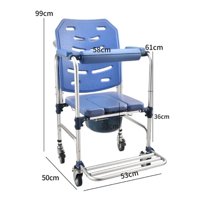 Folding large backrest shower chair with wheelsPotty-assisted shower chair for pregnant elderly and disabled persons