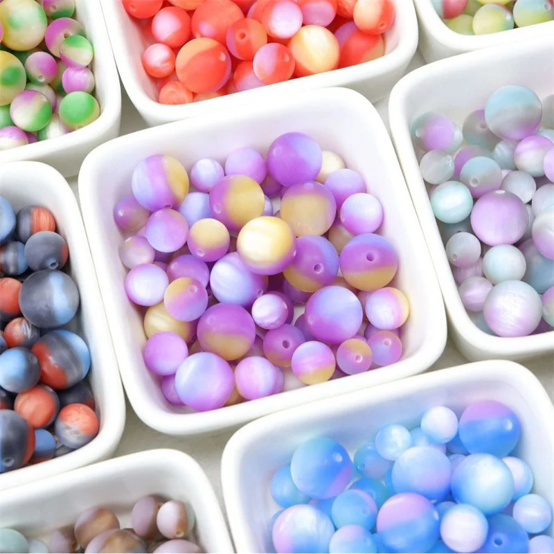 

Wholesale 100pcs/lot color matte print 10mm 12mm 16mm geometry rounds shape resin beads diy jewelry garment hair accessory