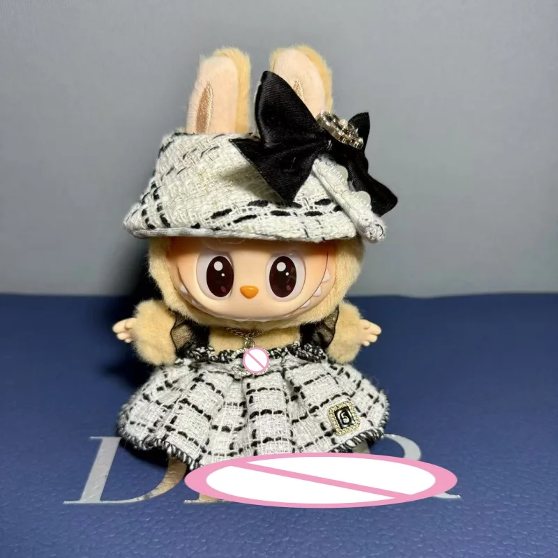 New Original 17cm Labubu Mokoko Doll Clothes Heartbeat Macaron Baby Chic Outfit Set Rich Girl Style Dress Replace Decor Gifts ﻿