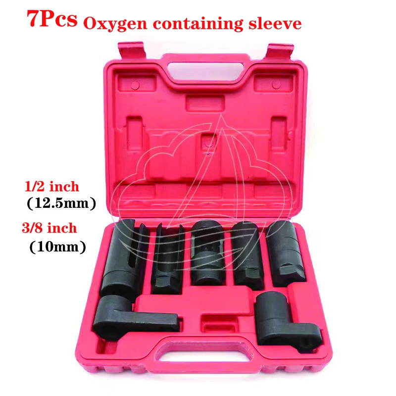 7pcs Oxygen Sensor Socket Wrench Tool Kit Auto O2 Removal Installation Thread Chaser Set