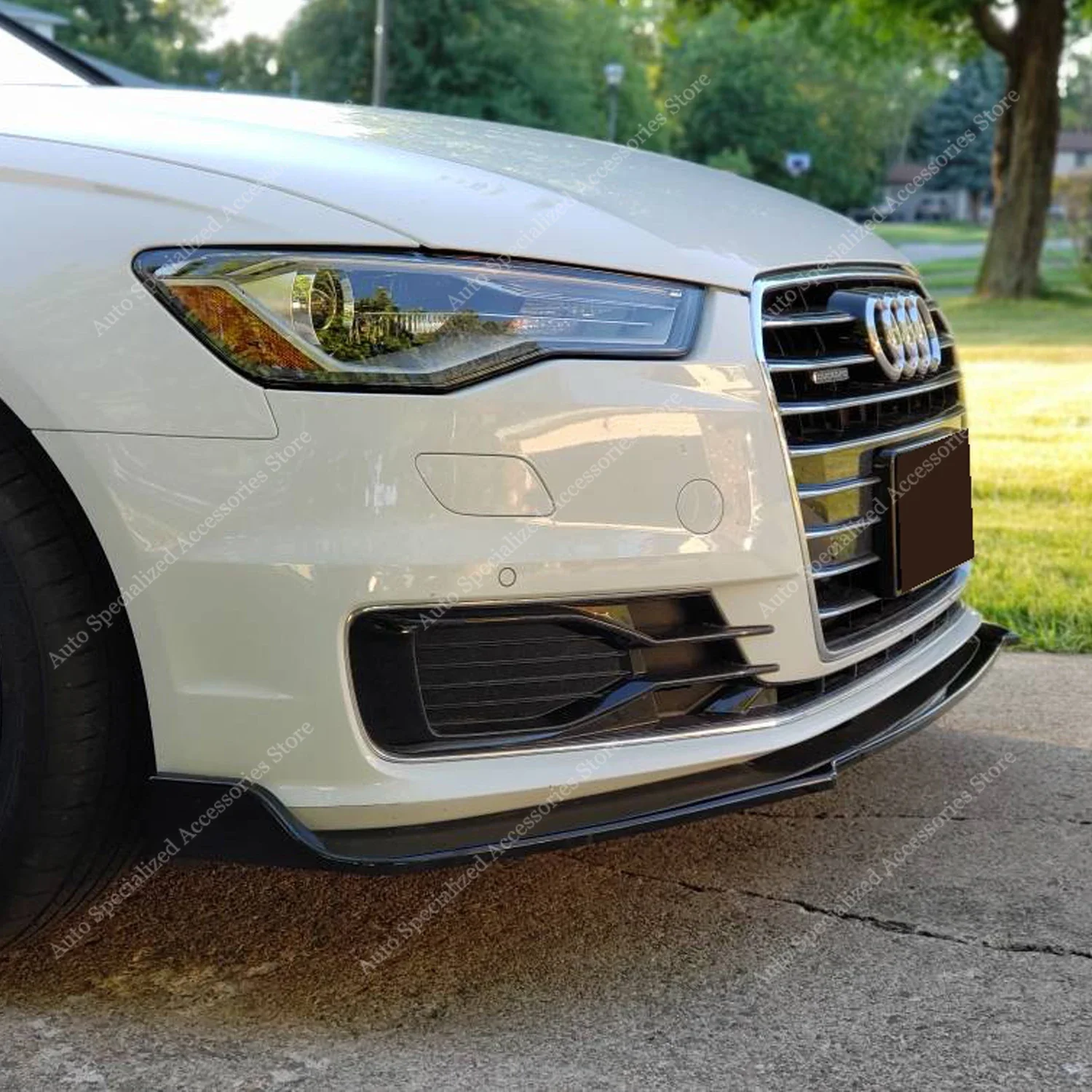 Gloss Black Front Bumper Lip Spoiler Splitter Diffuser For AUDI A6 S6 4G TFSI FSI TDI S-Line 2015-2018 Facelift Bodykits Tuning