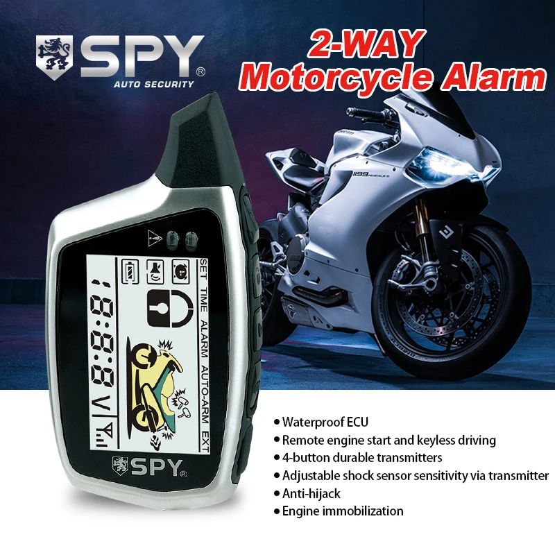 Audible & LCD flashing Motorcycle 2-Way Anti-theft Alarm with Remote Start Anti-hijacking 3000m-Receiver & 1000m-Remote Control