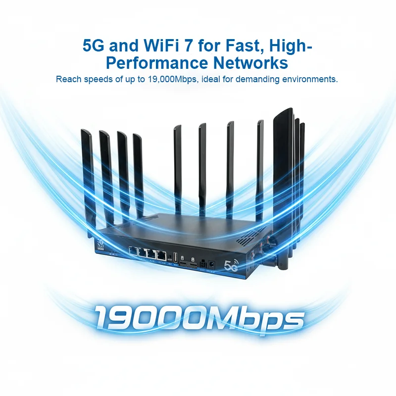Openwrt X75 5G Module 5G NR Indoor Firewall Router Unlocked Wireless 4.7Gbps WiFi7 4G LTE Cat19 Sim Card 5G WiFi CPE Router