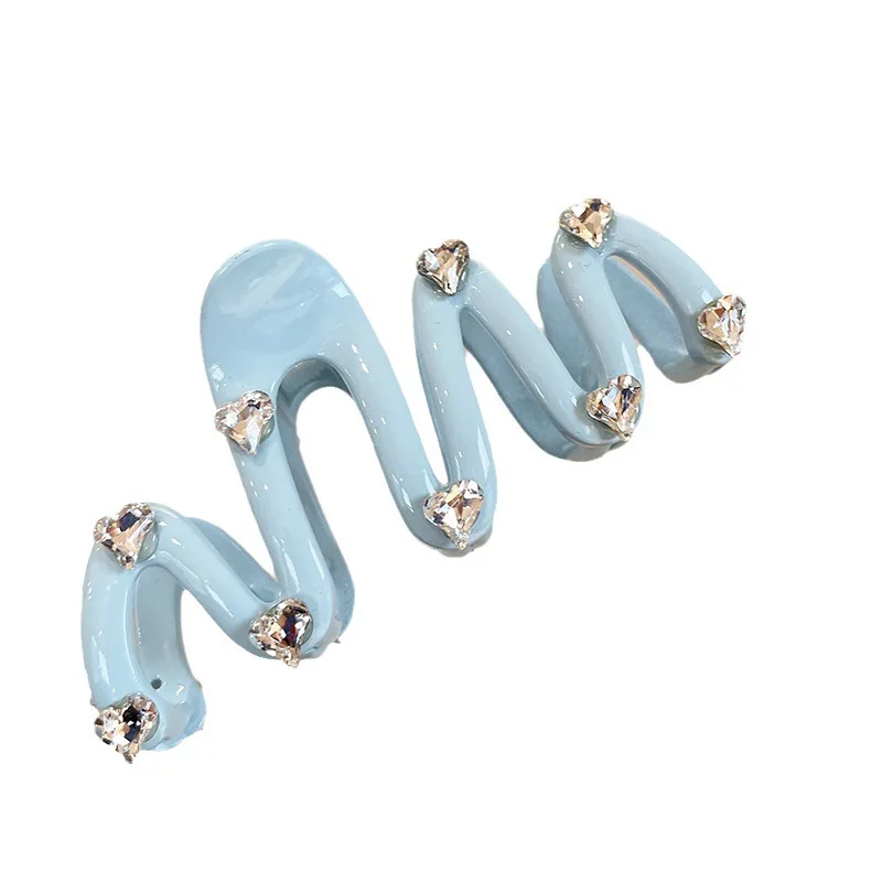 New Rhinestone Love Shape Color Large Dopamine Advanced Sense Shark Clip Hair Clips For Women
