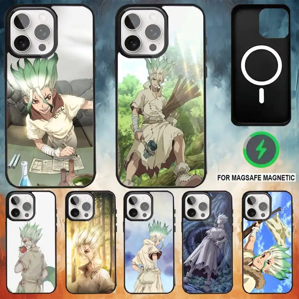 

1Senku Ishigami S-Stone Phone Case For iPhone17,16,15,14,13,12,11 Plus,Pro Max Magnetic Magsafe Wireless Charging