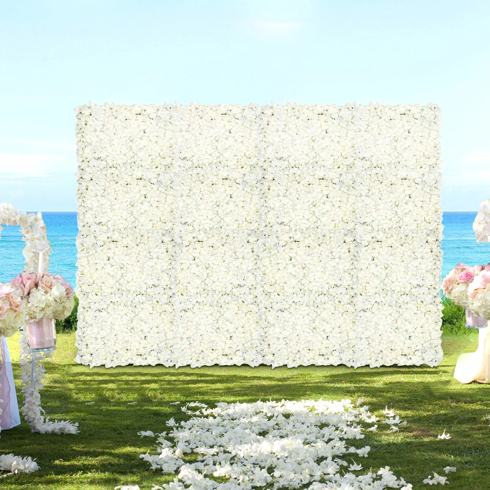 

Панель из белых искусственных цветов из 20 предметов — набор декоративных искусственных цветов 40x60 см, идеально подходит для домашнего декора и свадебных композиций