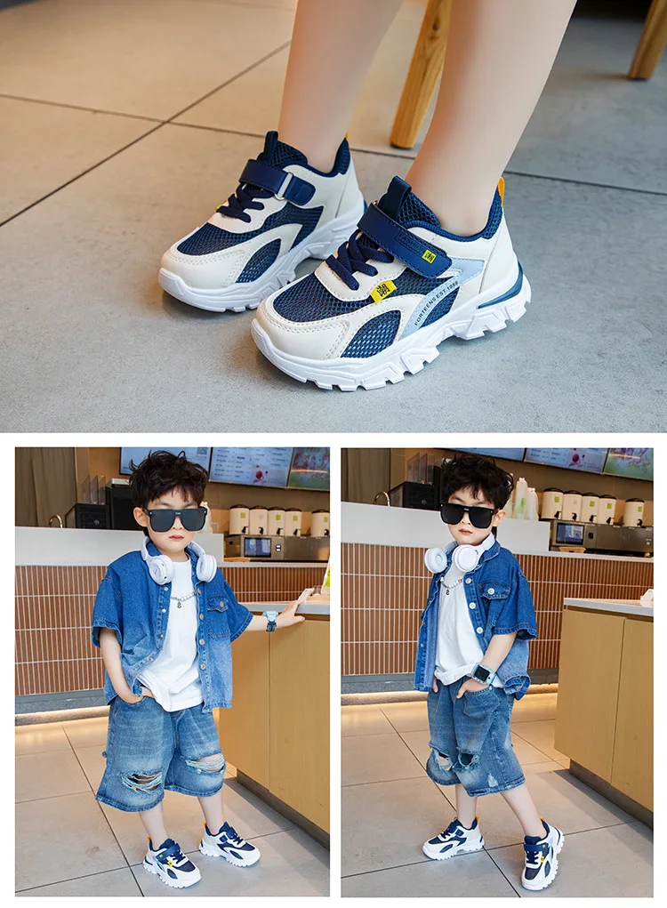 Kinder Turnschuhe Sportschuhe für Jungen Mode Leder Kinder Atmungsaktive Mesh Komfort Schuhe Casual Walking Outdoor Laufschuhe – Detail 30
